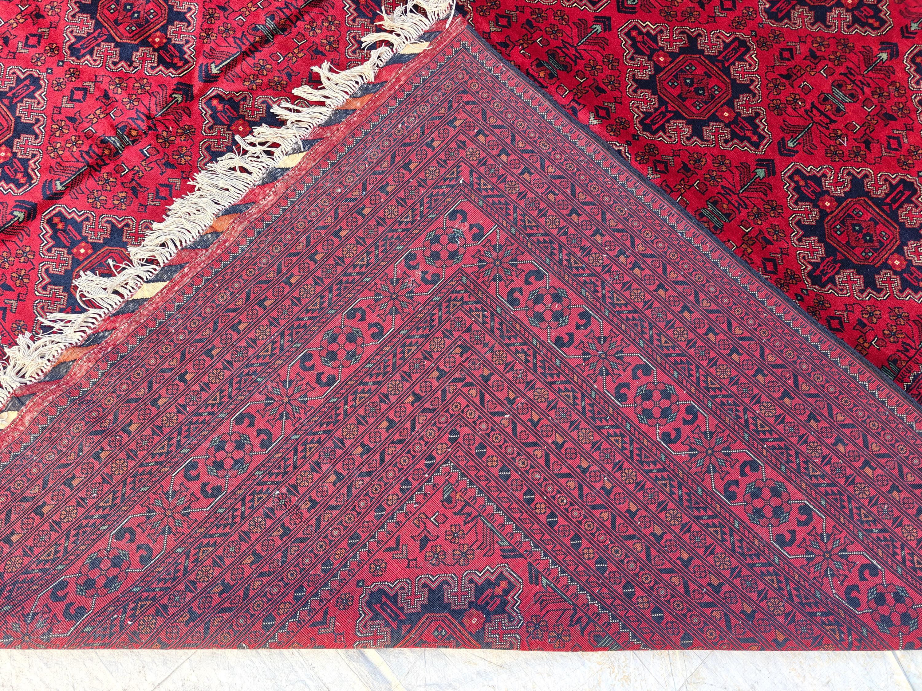 Extra Large Red Bokhara Style Rug 13x18 Ft, Traditional Geometric Oriental Carpet