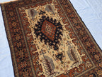 Vintage 4'5×6'3 ft Afghan Rug – Handmade Wool Tribal Carpet, Warm Earth Tones