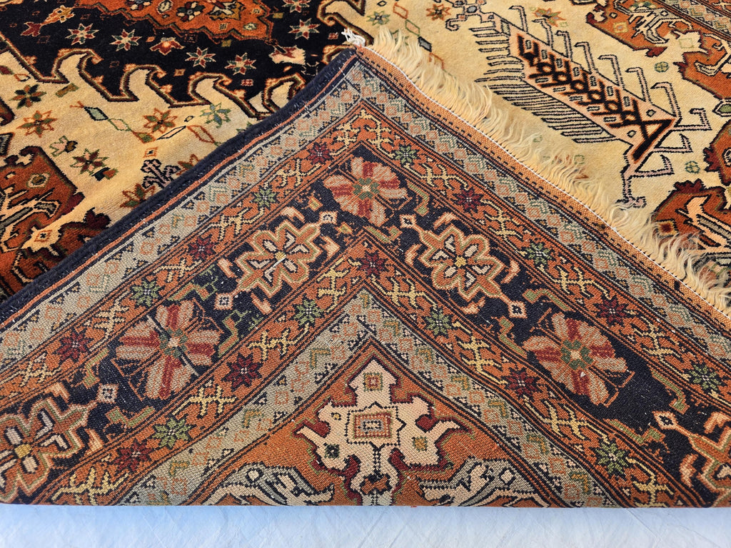 Vintage 4'5×6'3 ft Afghan Rug – Handmade Wool Tribal Carpet, Warm Earth Tones