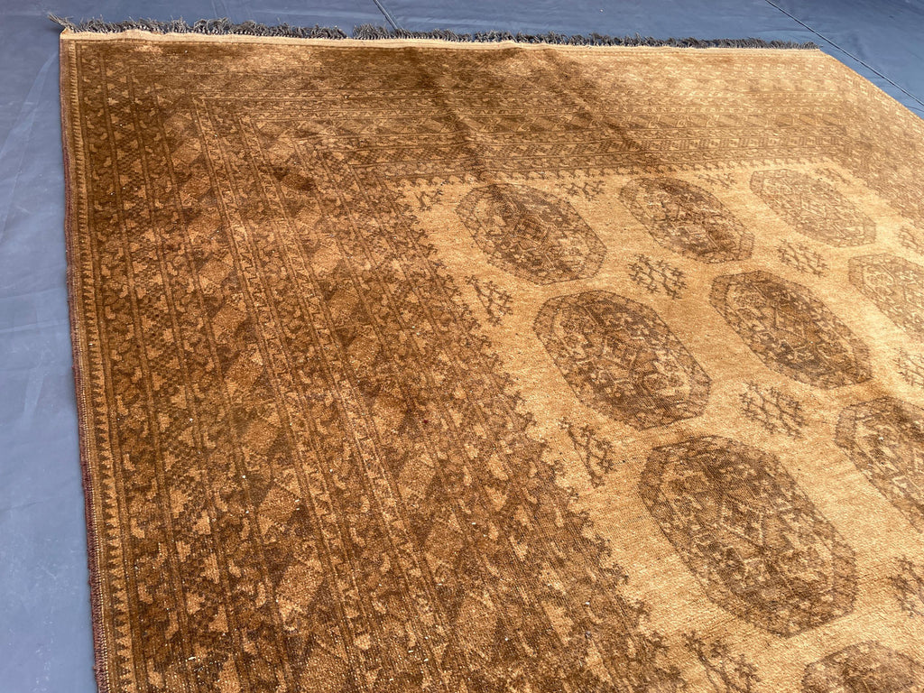 Antique Rug 6'7x9'4 ft Vintage Tribal Handmade Wool Rug Neutral Brown Living Room Carpet