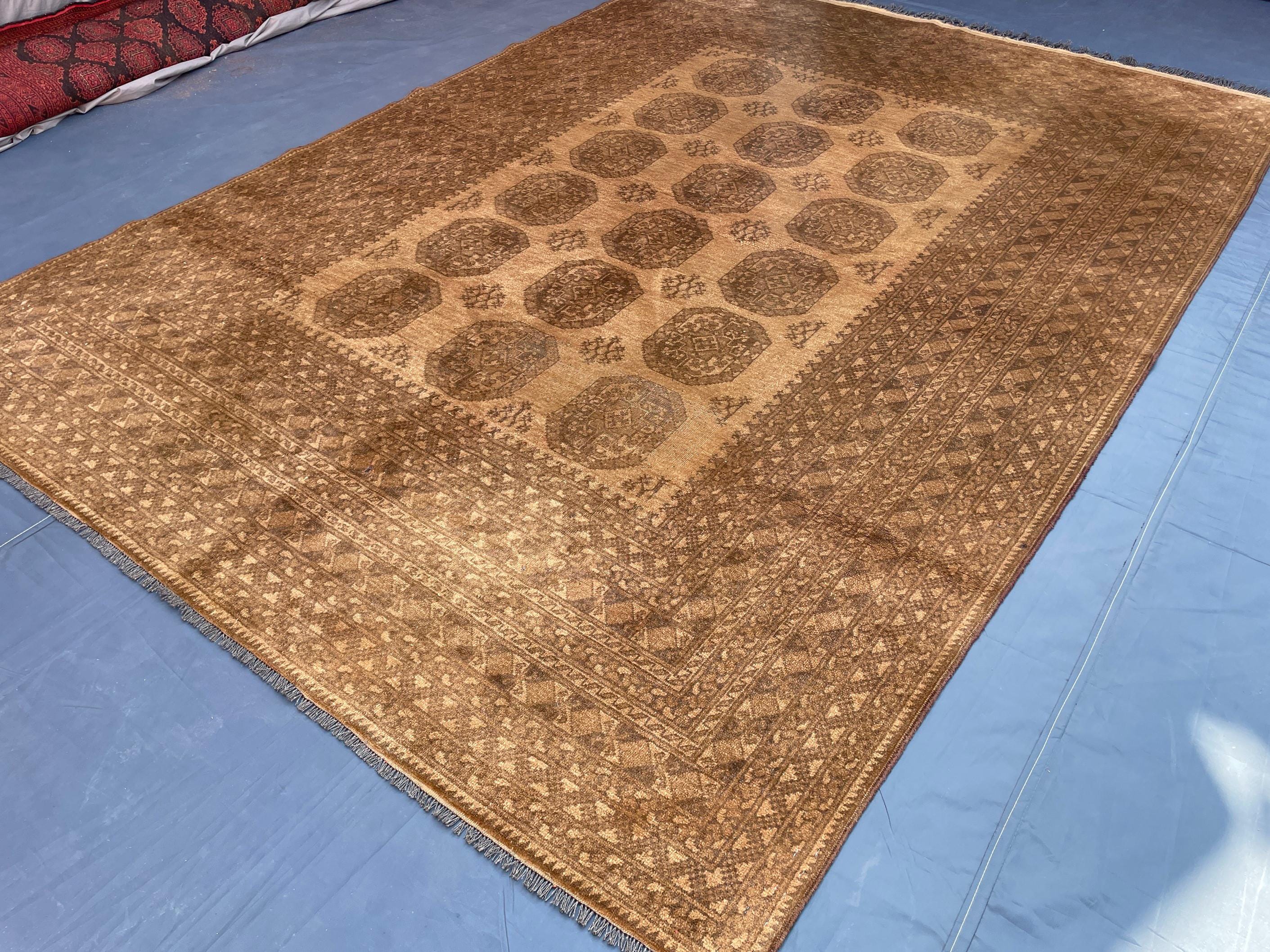 Antique Rug 6'7x9'4 ft Vintage Tribal Handmade Wool Rug Neutral Brown Living Room Carpet