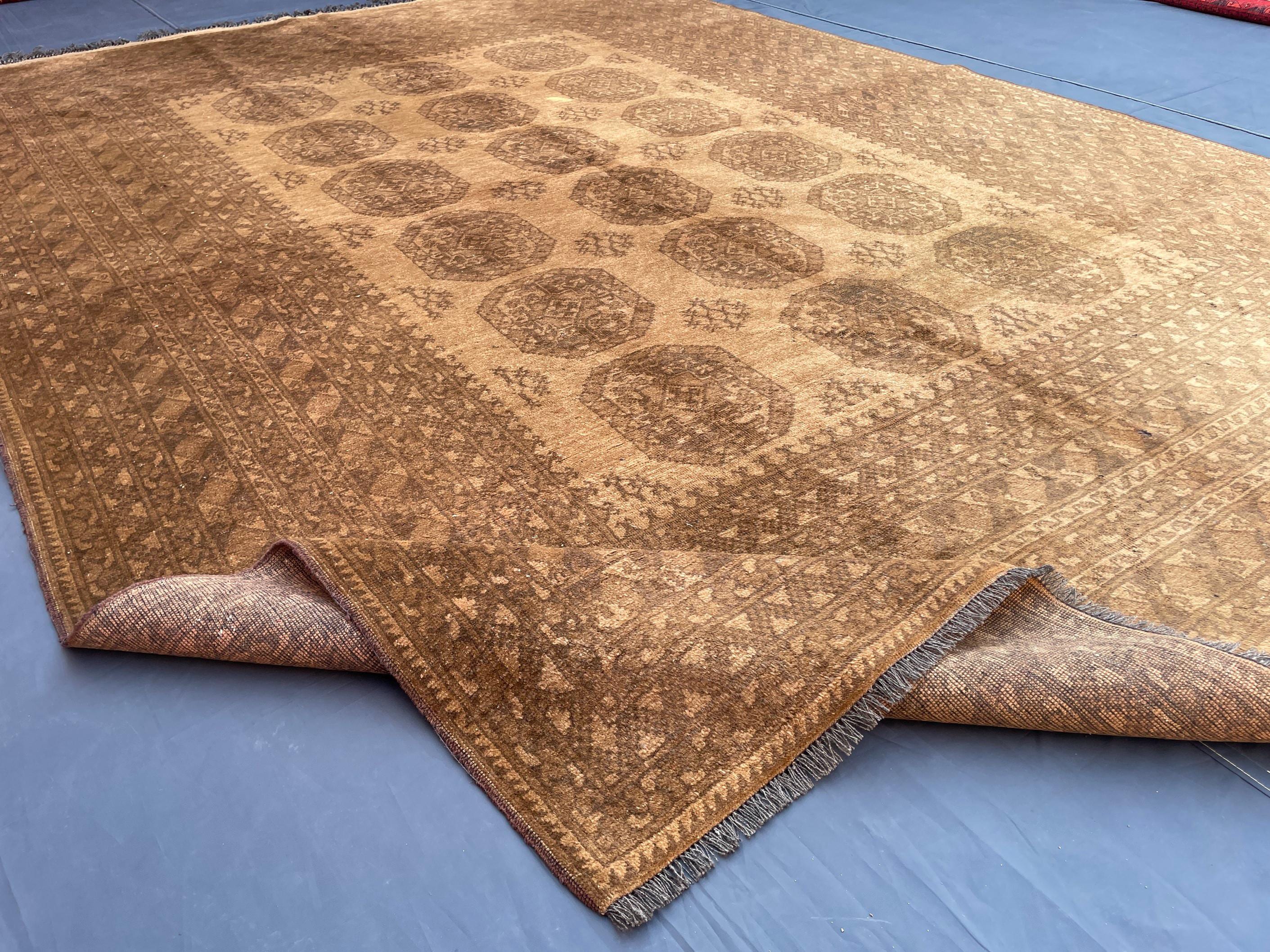 Antique Rug 6'7x9'4 ft Vintage Tribal Handmade Wool Rug Neutral Brown Living Room Carpet