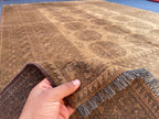 Antique Rug 6'7x9'4 ft Vintage Tribal Handmade Wool Rug Neutral Brown Living Room Carpet
