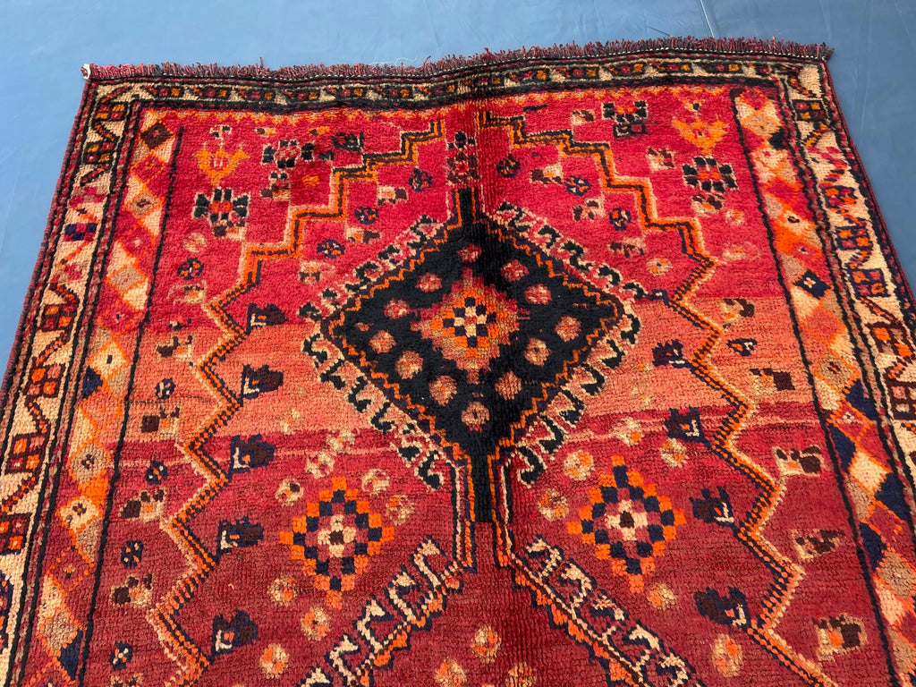 3'10x8'4 ft Rustic Red Antique Baluchi Rug, Handmade Tribal Wool Hallway Carpet