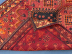 3'10x8'4 ft Rustic Red Antique Baluchi Rug, Handmade Tribal Wool Hallway Carpet