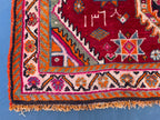 Antique Style Afghan Tribal Rug 4'5x6'10 ft – Handmade Red Geometric Vintage Area Rug