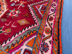 Antique Style Afghan Tribal Rug 4'5x6'10 ft – Handmade Red Geometric Vintage Area Rug
