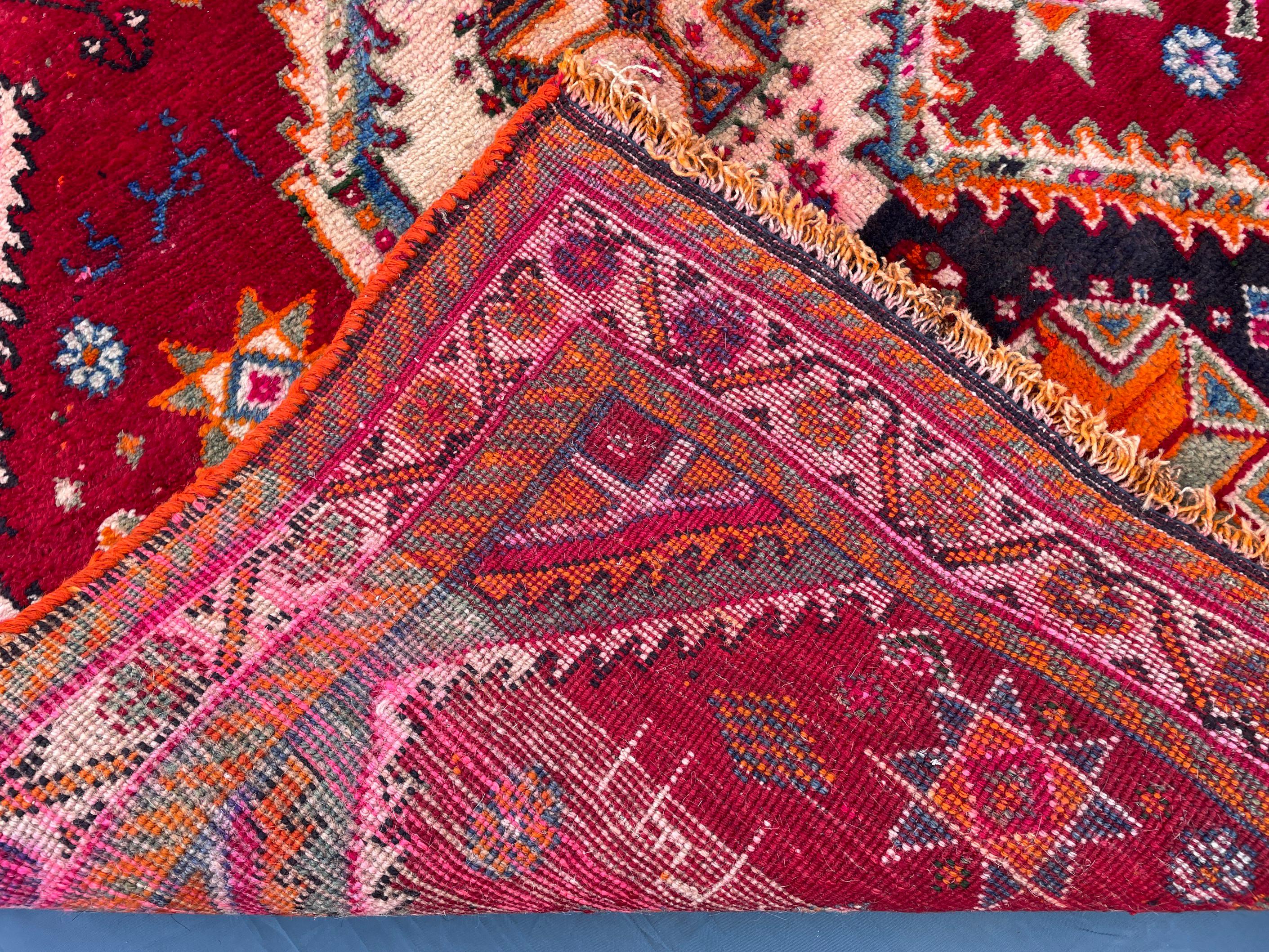 Antique Style Afghan Tribal Rug 4'5x6'10 ft – Handmade Red Geometric Vintage Area Rug