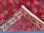 Vintage Handmade Afghan Rug 4x5 – Bold Red Tribal Wool Rug for Entryway or Bedroom