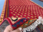 Paisley Design 4'7x8'1 Vintage Rug – Handmade Red Tribal Bokhara Style Wool Area Carpet