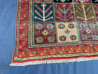 4x6 Caucasian Antique Wool Rug, Handmade Geometric Carpet for Living Room