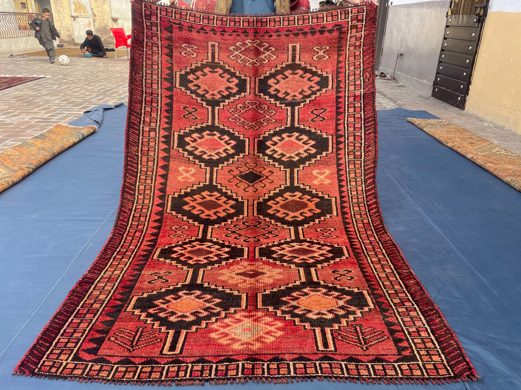 Antique Burn Orange 4.7x7.1 ft Handmade Wool Rug, Rustic Home Decor, Bedroom Carpet