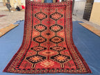 Antique Burn Orange 4.7x7.1 ft Handmade Wool Rug, Rustic Home Decor, Bedroom Carpet