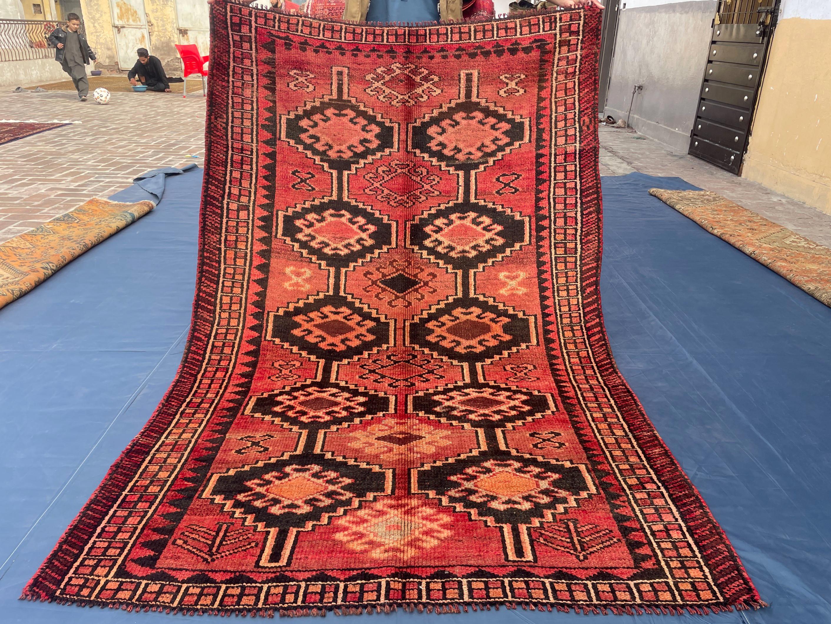 Antique Burn Orange 4.7x7.1 ft Handmade Wool Rug, Rustic Home Decor, Bedroom Carpet