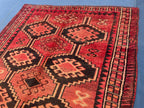 Antique Burn Orange 4.7x7.1 ft Handmade Wool Rug, Rustic Home Decor, Bedroom Carpet