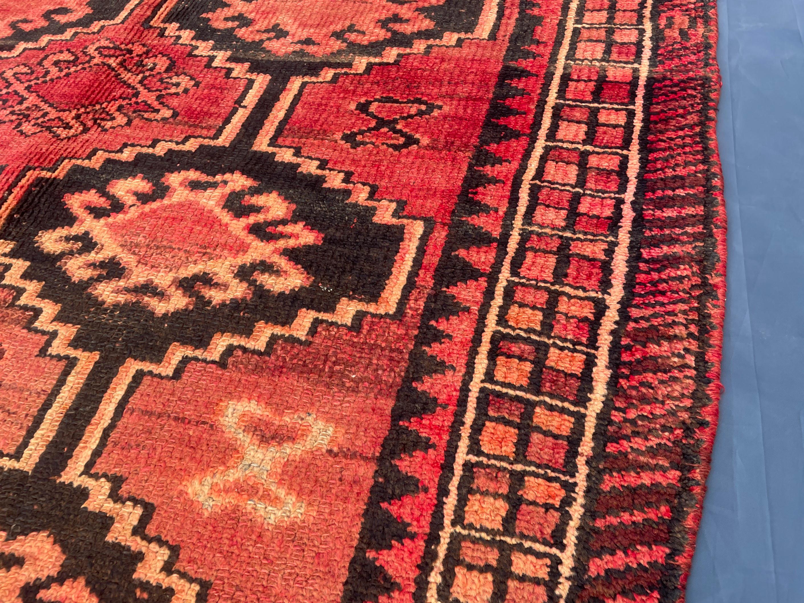 Antique Burn Orange 4.7x7.1 ft Handmade Wool Rug, Rustic Home Decor, Bedroom Carpet