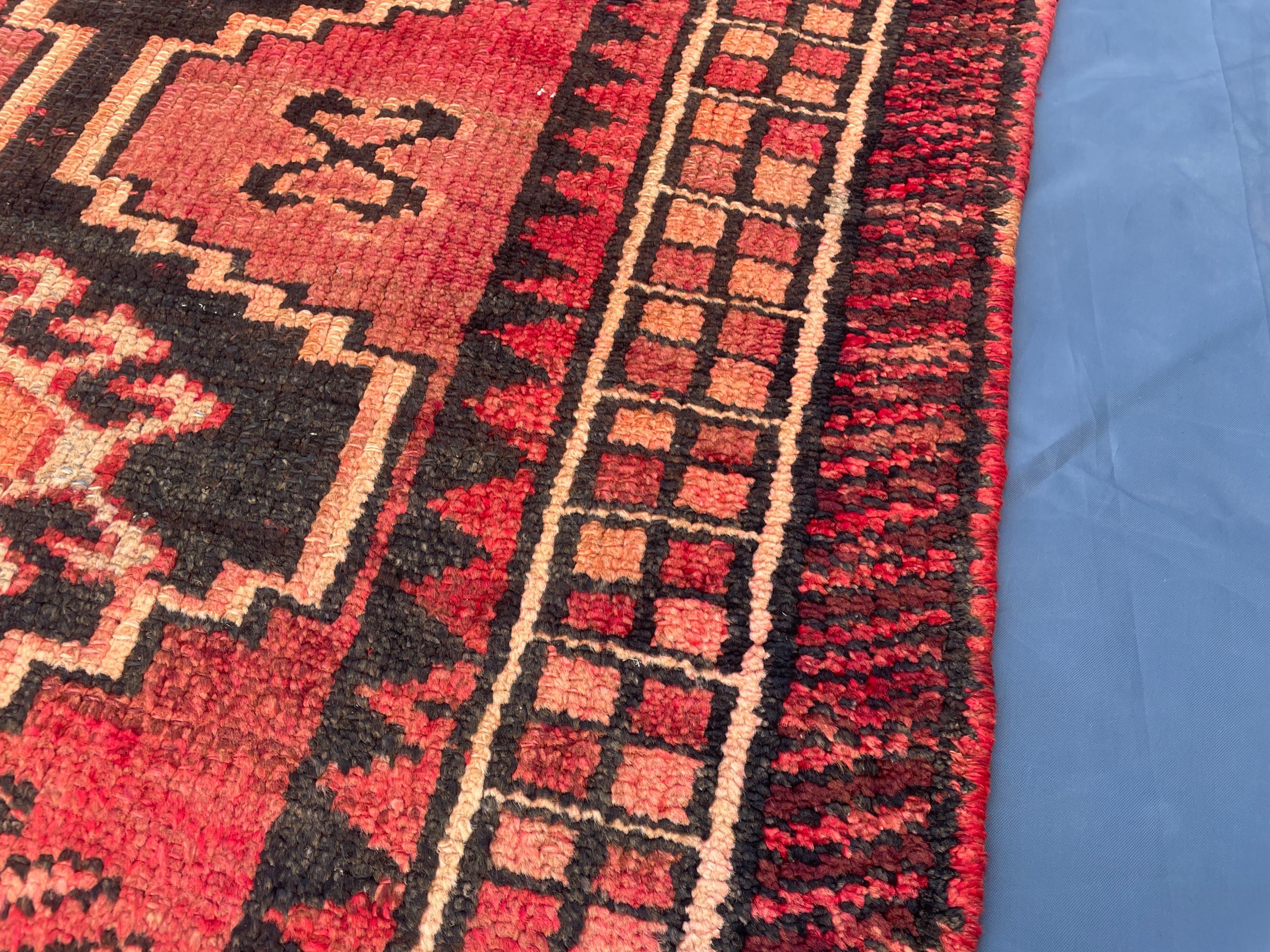 Antique Burn Orange 4.7x7.1 ft Handmade Wool Rug, Rustic Home Decor, Bedroom Carpet