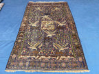 1920s Antique 4x7 ft Handwoven Wool Rug, Afghan Vintage Collectible Carpet