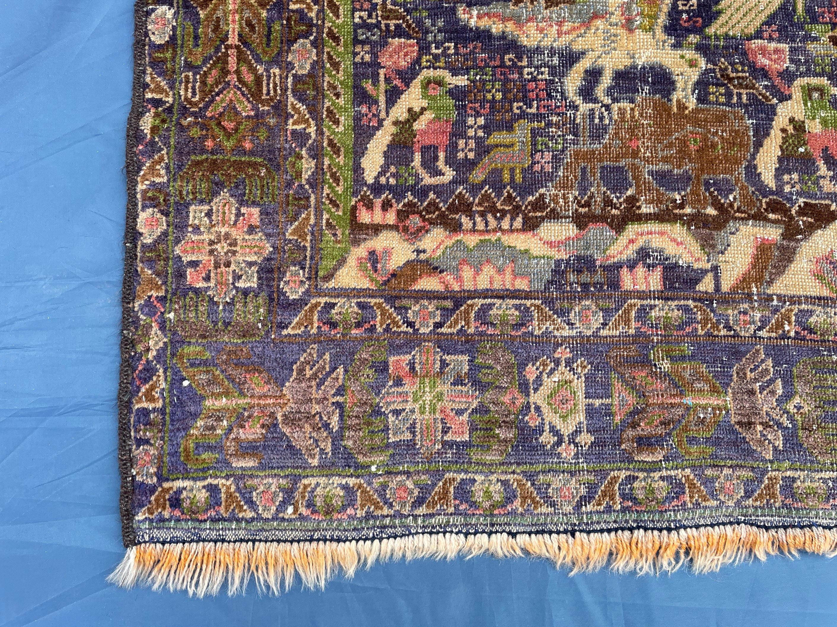 1920s Antique 4x7 ft Handwoven Wool Rug, Afghan Vintage Collectible Carpet