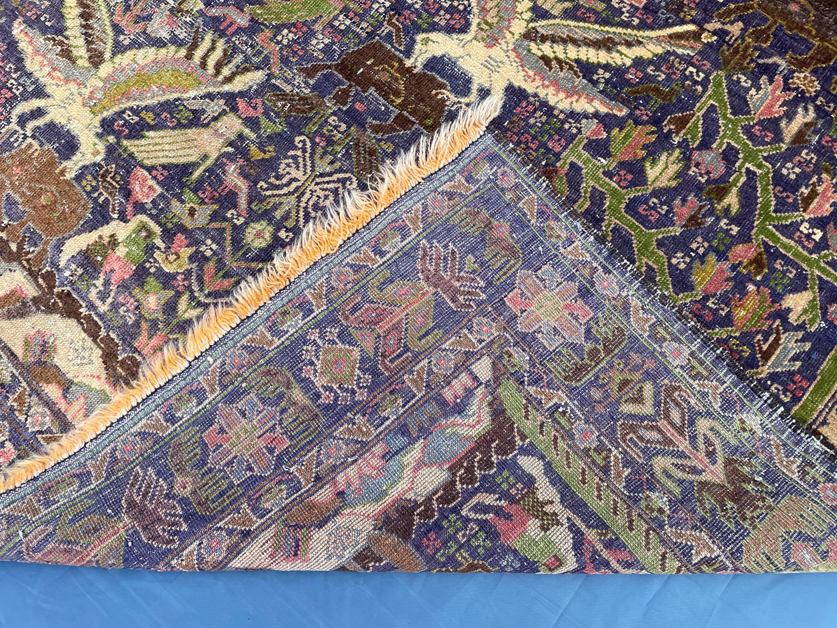 1920s Antique 4x7 ft Handwoven Wool Rug, Afghan Vintage Collectible Carpet