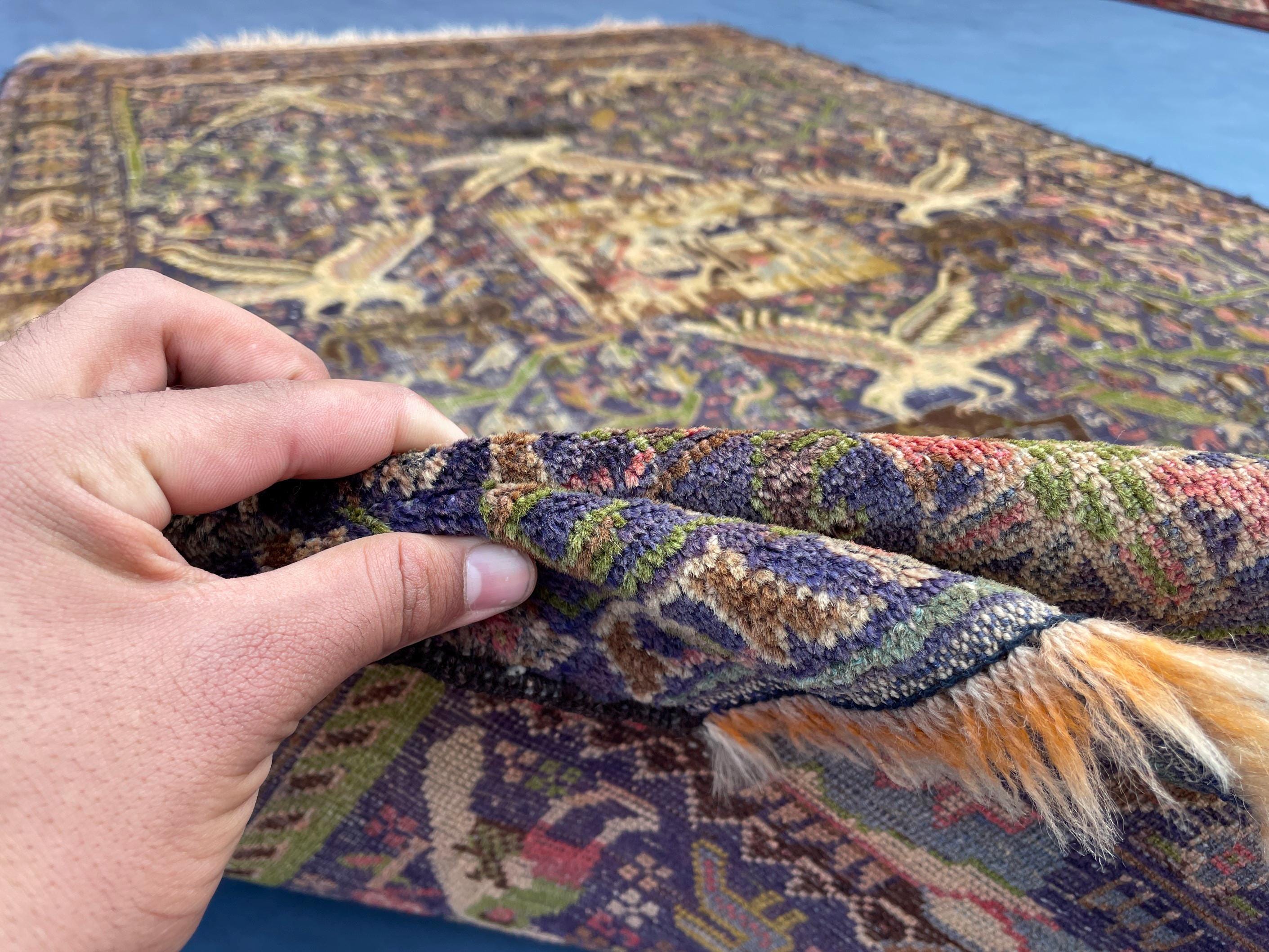 1920s Antique 4x7 ft Handwoven Wool Rug, Afghan Vintage Collectible Carpet
