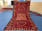 4x9 Rustic Red Vintage Handwoven Wool Rug, Carpet for Farmhouse