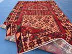 4x9 Rustic Red Vintage Handwoven Wool Rug, Carpet for Farmhouse