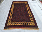 5x8 Ft Soft High Pile Antique Style Rug, Burgundy Tribal Geometric Area Carpet