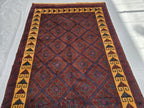 5x8 Ft Soft High Pile Antique Style Rug, Burgundy Tribal Geometric Area Carpet