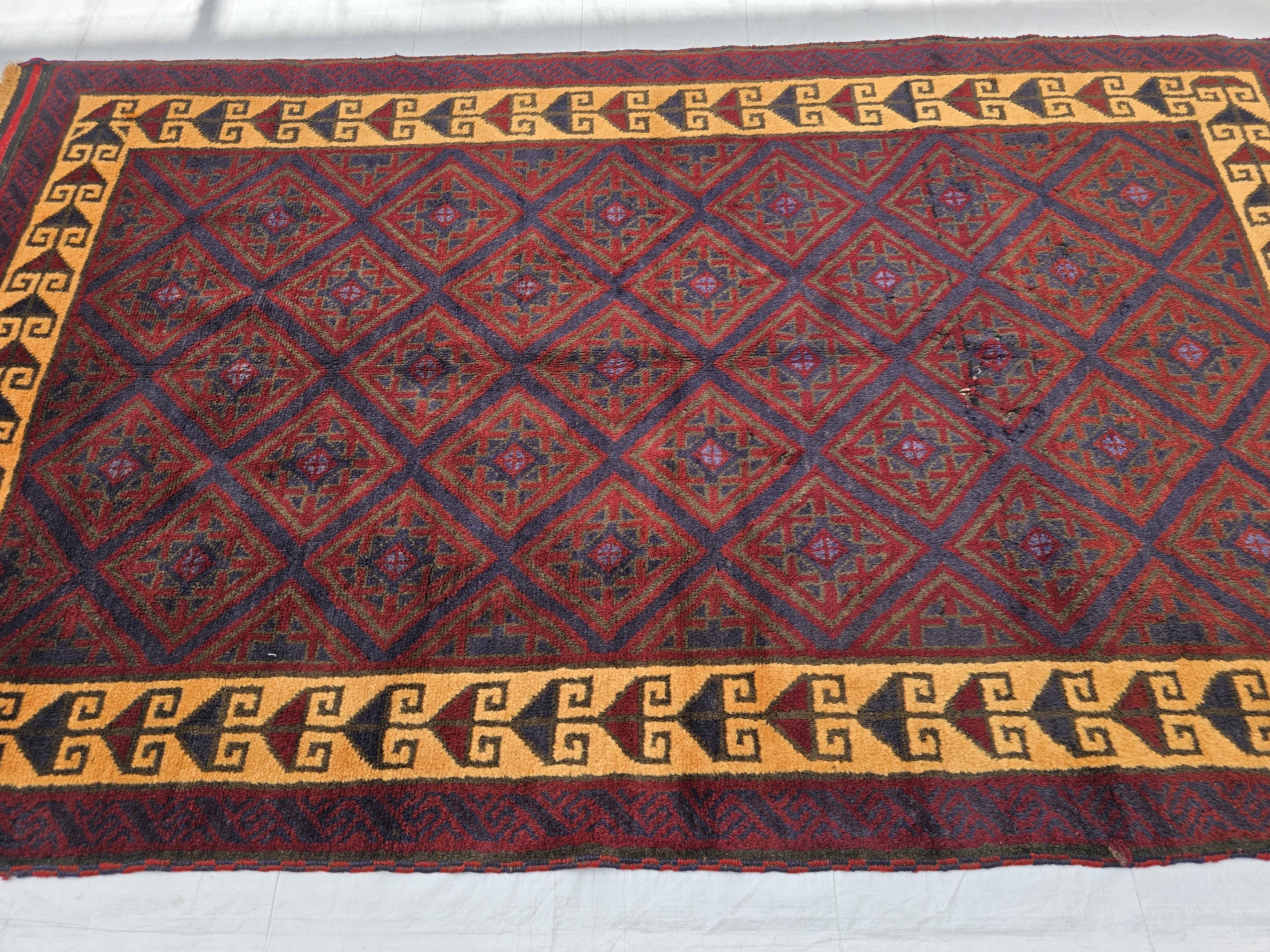 5x8 Ft Soft High Pile Antique Style Rug, Burgundy Tribal Geometric Area Carpet