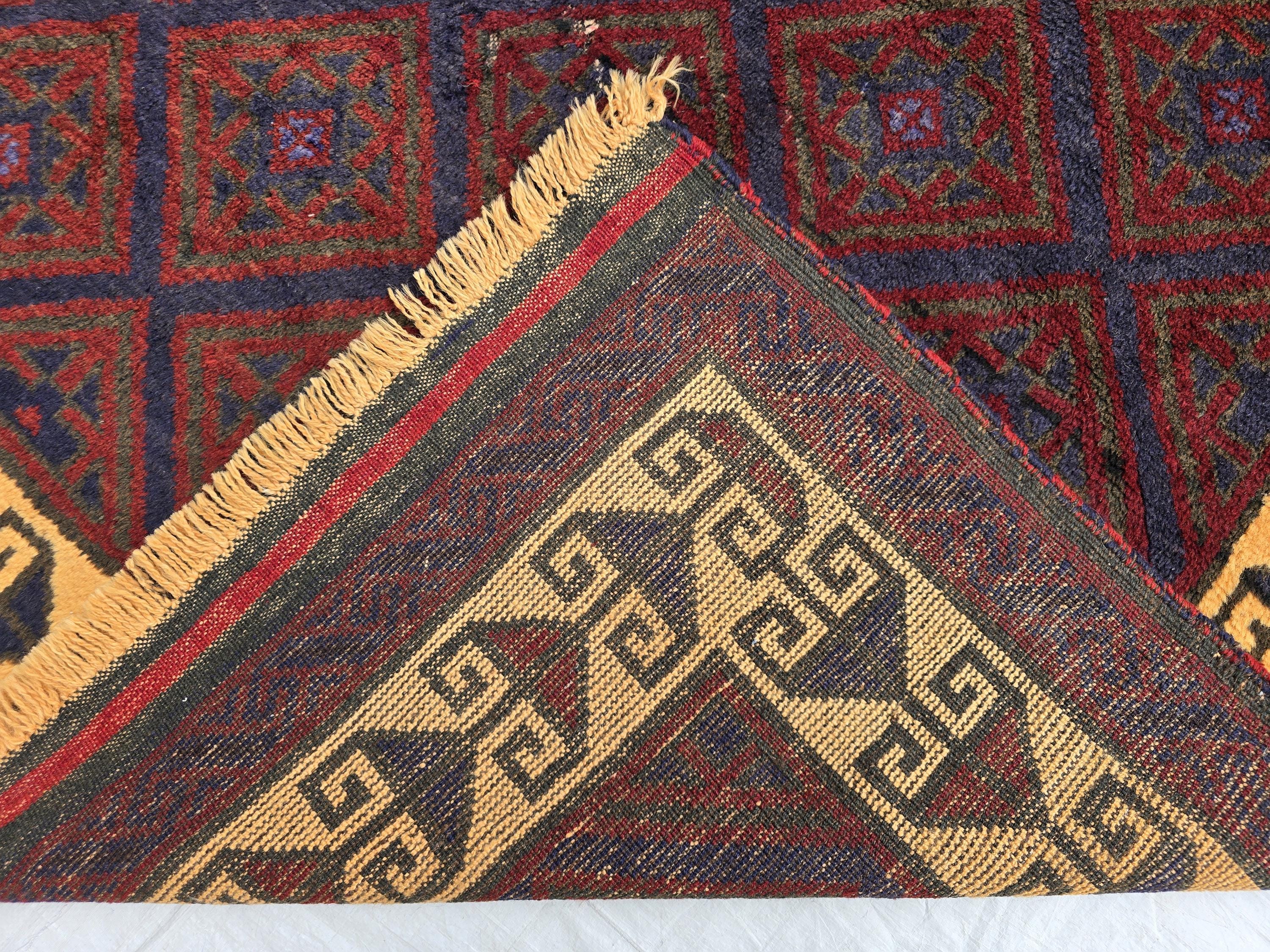 5x8 Ft Soft High Pile Antique Style Rug, Burgundy Tribal Geometric Area Carpet