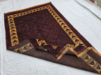 5x8 Ft Soft High Pile Antique Style Rug, Burgundy Tribal Geometric Area Carpet