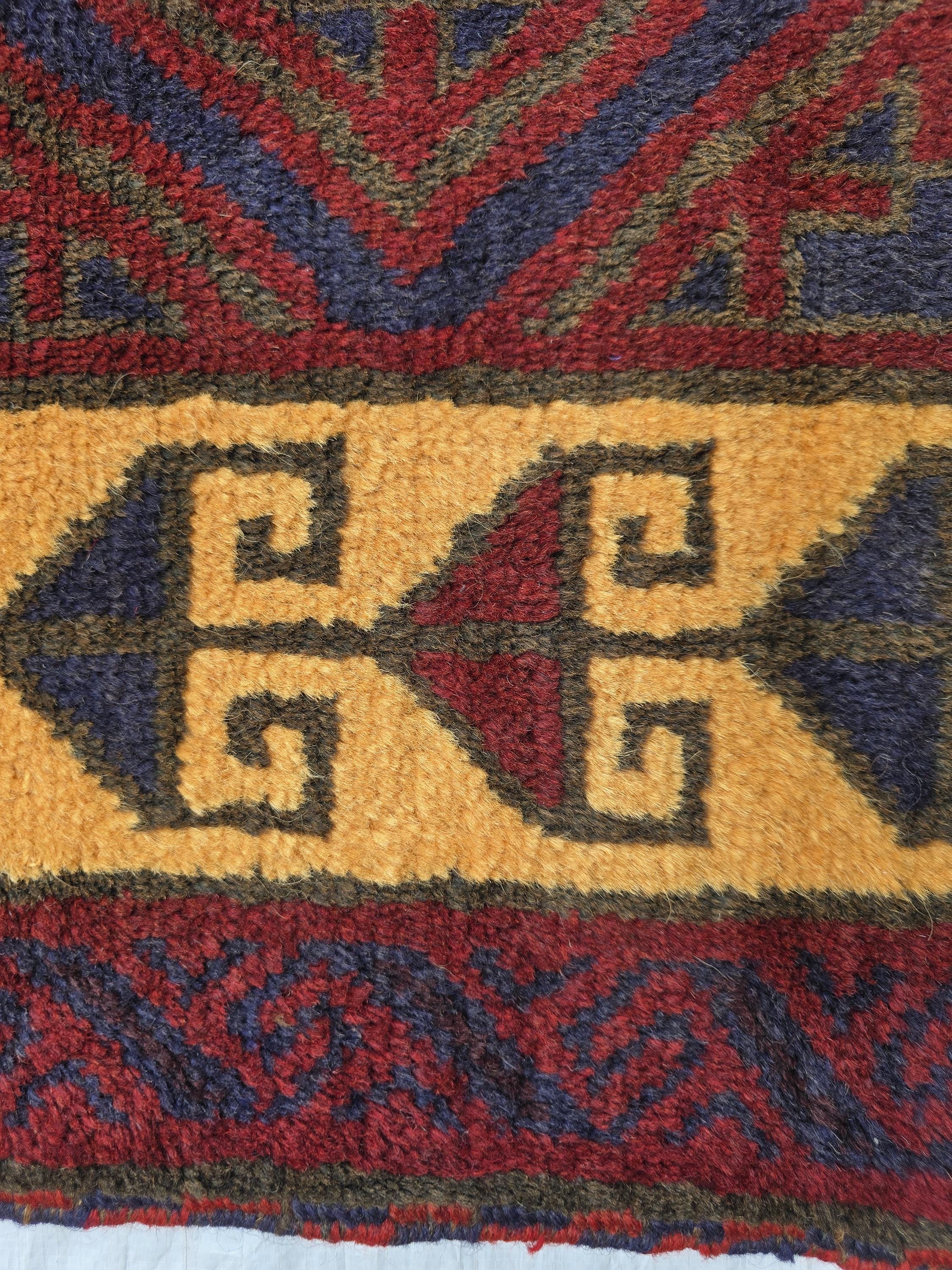 5x8 Ft Soft High Pile Antique Style Rug, Burgundy Tribal Geometric Area Carpet