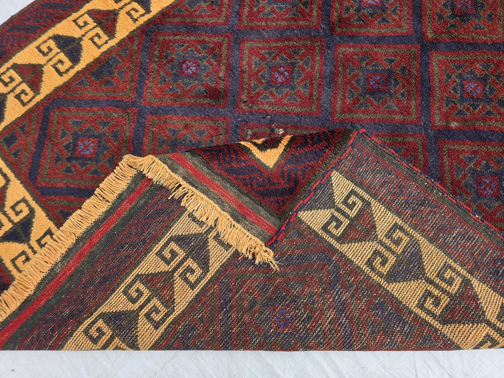5x8 Ft Soft High Pile Antique Style Rug, Burgundy Tribal Geometric Area Carpet