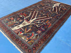 3.7x6.5 ft Tree of Life Handmade Afghan Wool Area Rug, Boho Bedroom Decor