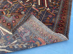 3.7x6.5 ft Tree of Life Handmade Afghan Wool Area Rug, Boho Bedroom Decor