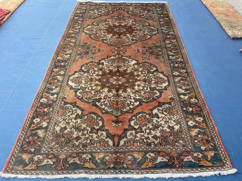 5x10 ft Vintage Afghan Handmade Wool Hallway Rug, Antique Living Room Carpet