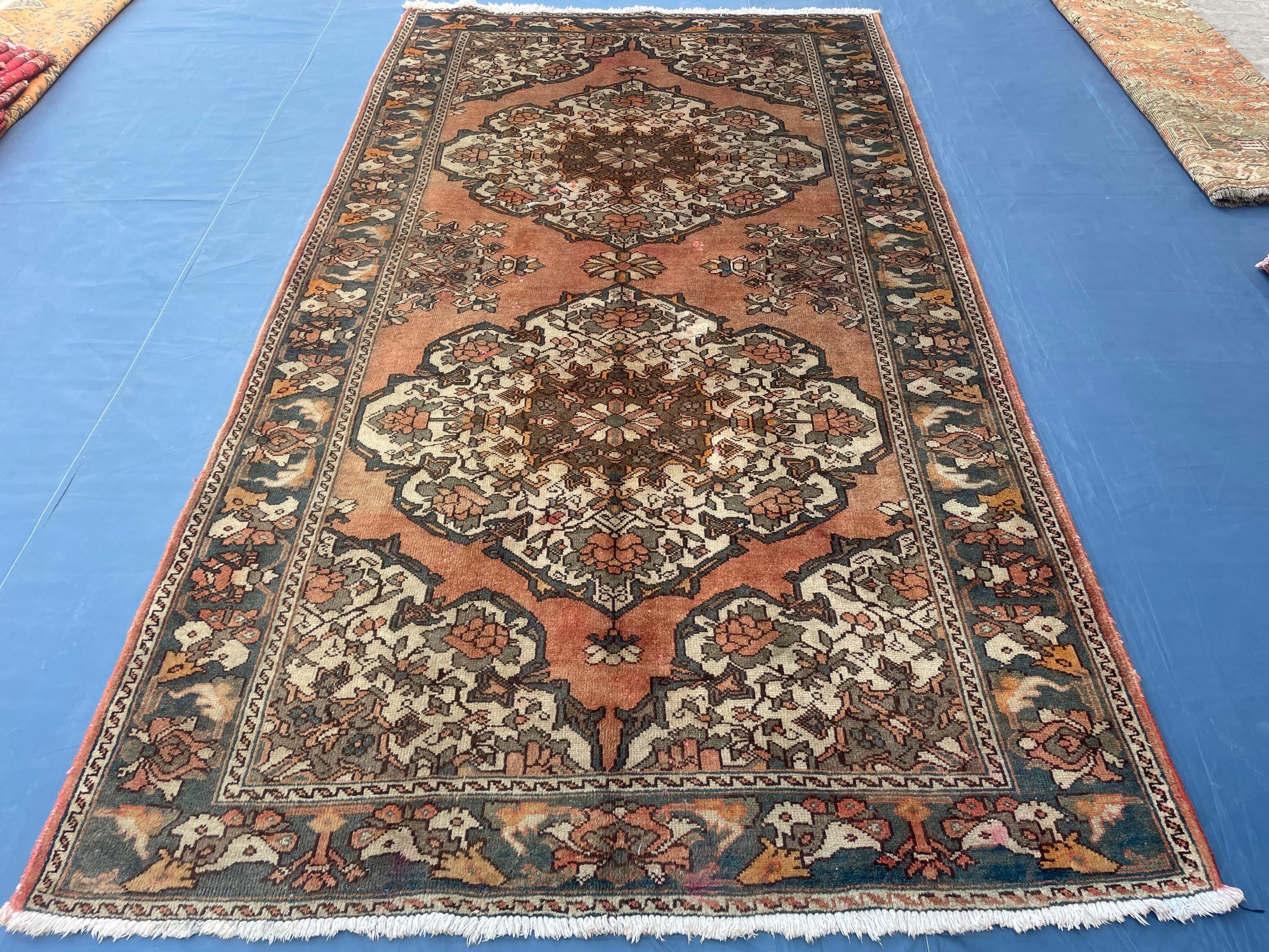 5x10 ft Vintage Afghan Handmade Wool Hallway Rug, Antique Living Room Carpet