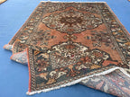 5x10 ft Vintage Afghan Handmade Wool Hallway Rug, Antique Living Room Carpet