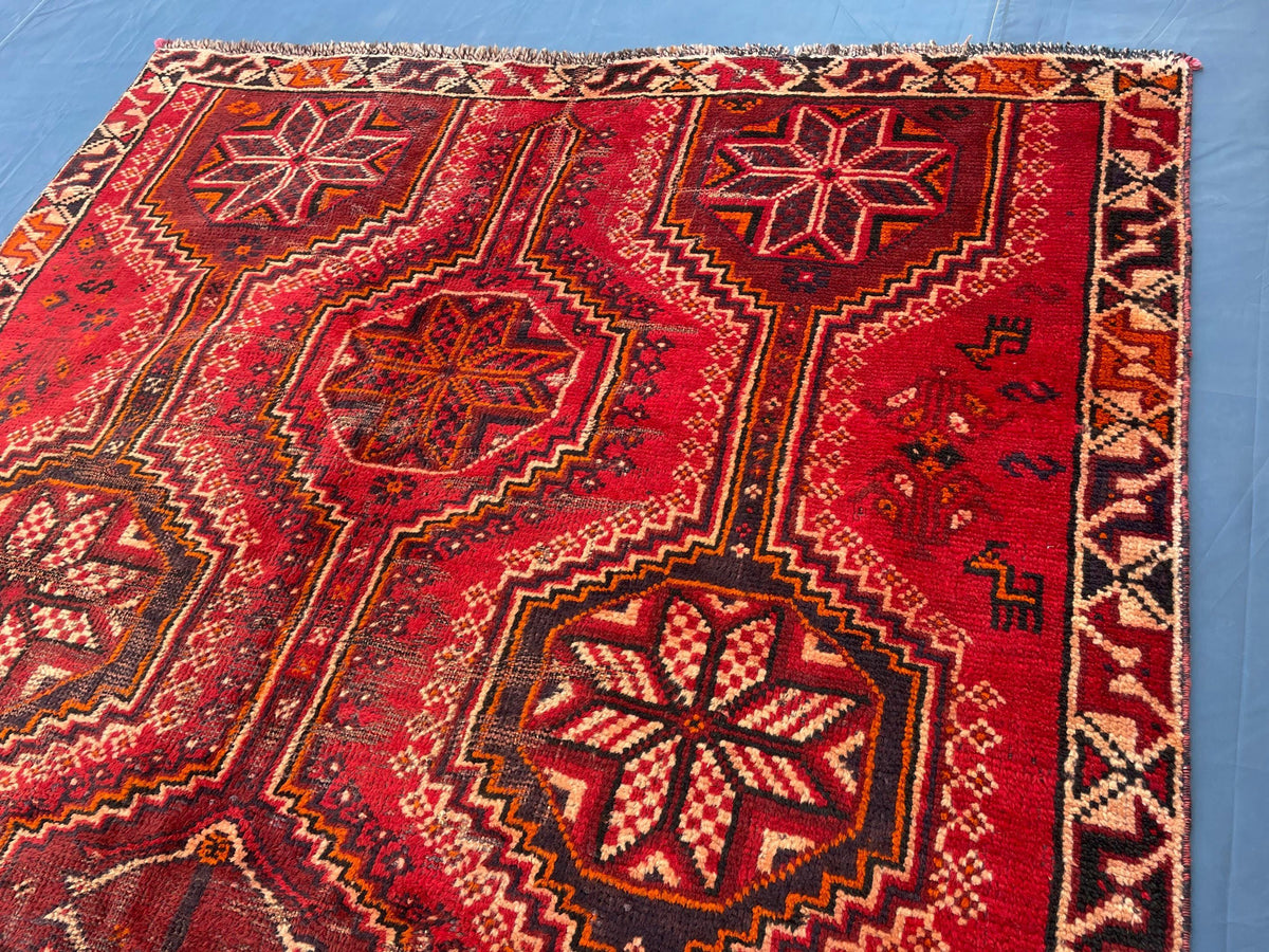 4.5x7 Ft Vintage Living Room Rug, Afghan Handwoven Tribal Wool Carpet Antique Decor
