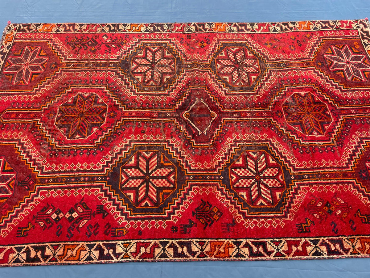 4.5x7 Ft Vintage Living Room Rug, Afghan Handwoven Tribal Wool Carpet Antique Decor