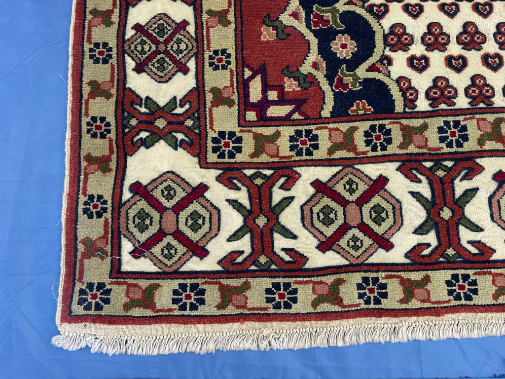 4x6 Medallion Design Handmade Afghan Vintage Wool Area Rug, Carpet for Bedroom