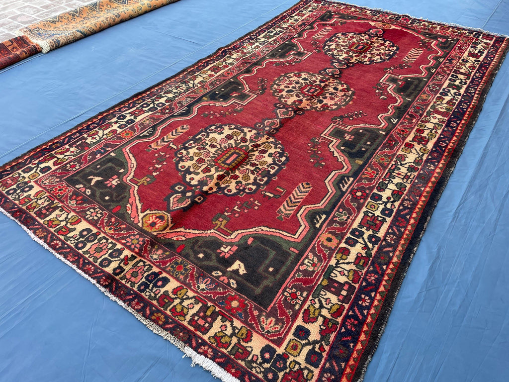 5x9 Vintage Large Living Room Rug, Handmade Afghan Tribal Wool Area Carpet
