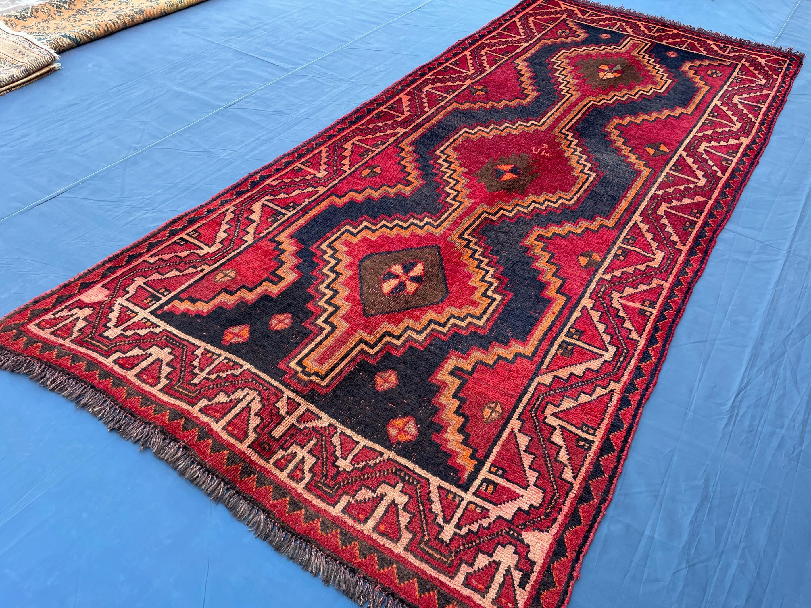 Vintage Tribal Wool Area Rug for Farmhouse or Living Room, Turkmen Traditional Carpet 4x9