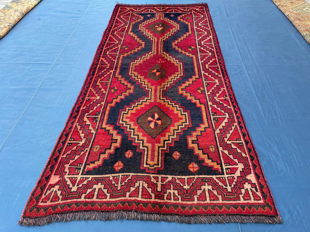 Vintage Tribal Wool Area Rug for Farmhouse or Living Room, Turkmen Traditional Carpet 4x9