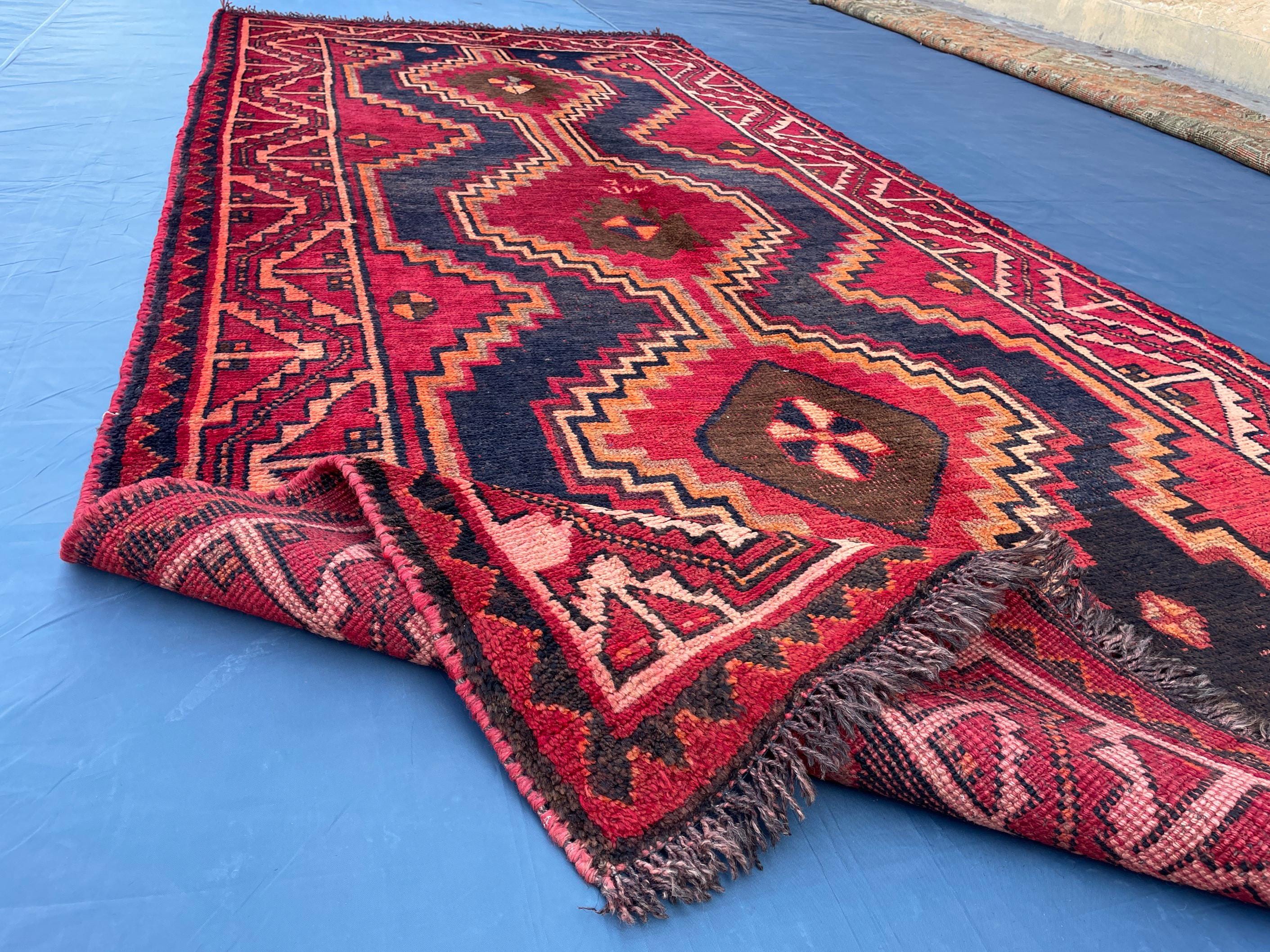 Vintage Tribal Wool Area Rug for Farmhouse or Living Room, Turkmen Traditional Carpet 4x9