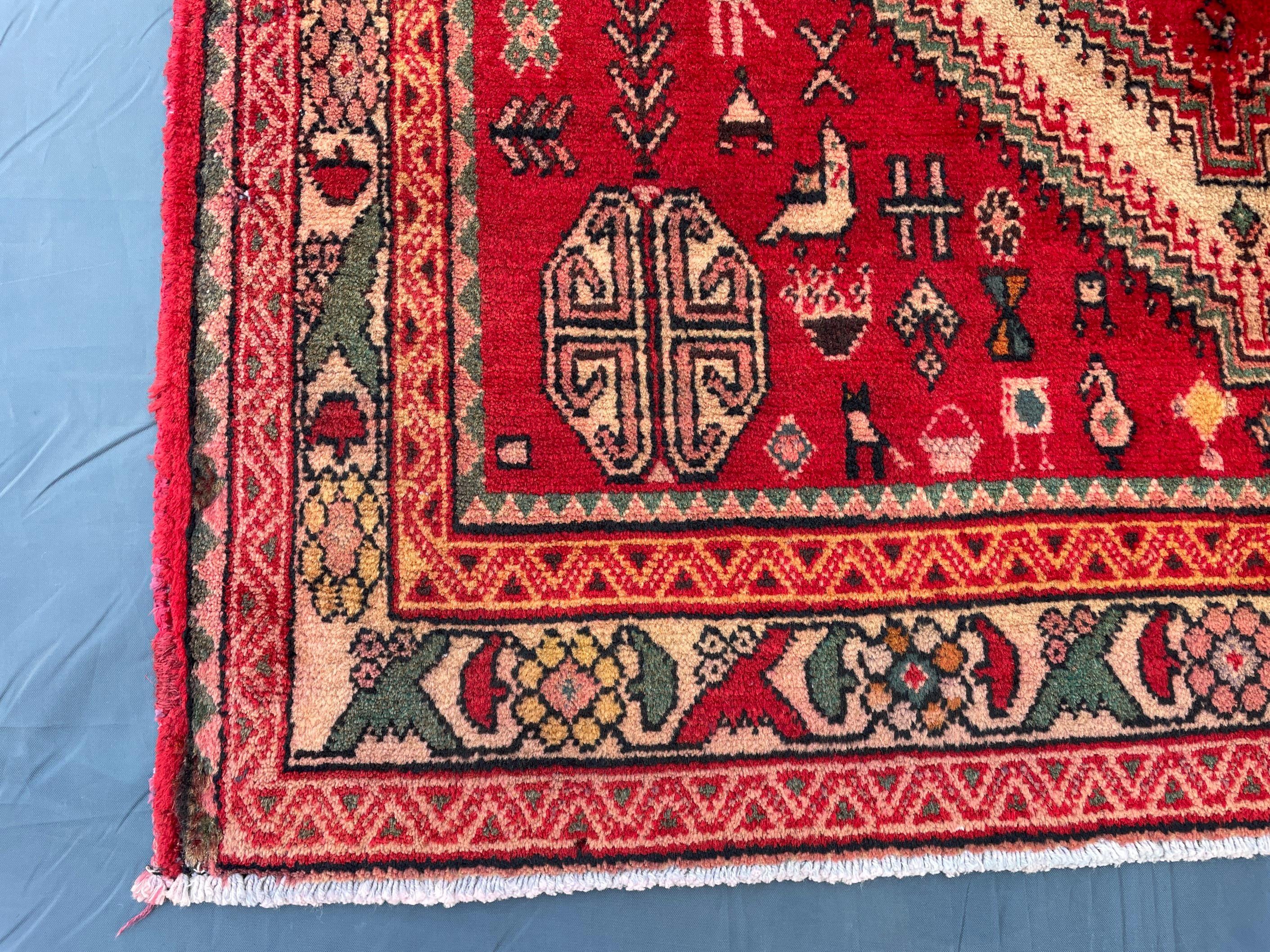 Antique 3.1x9.5 ft Handwoven Hallway Runner Rug, Boho Home Decor