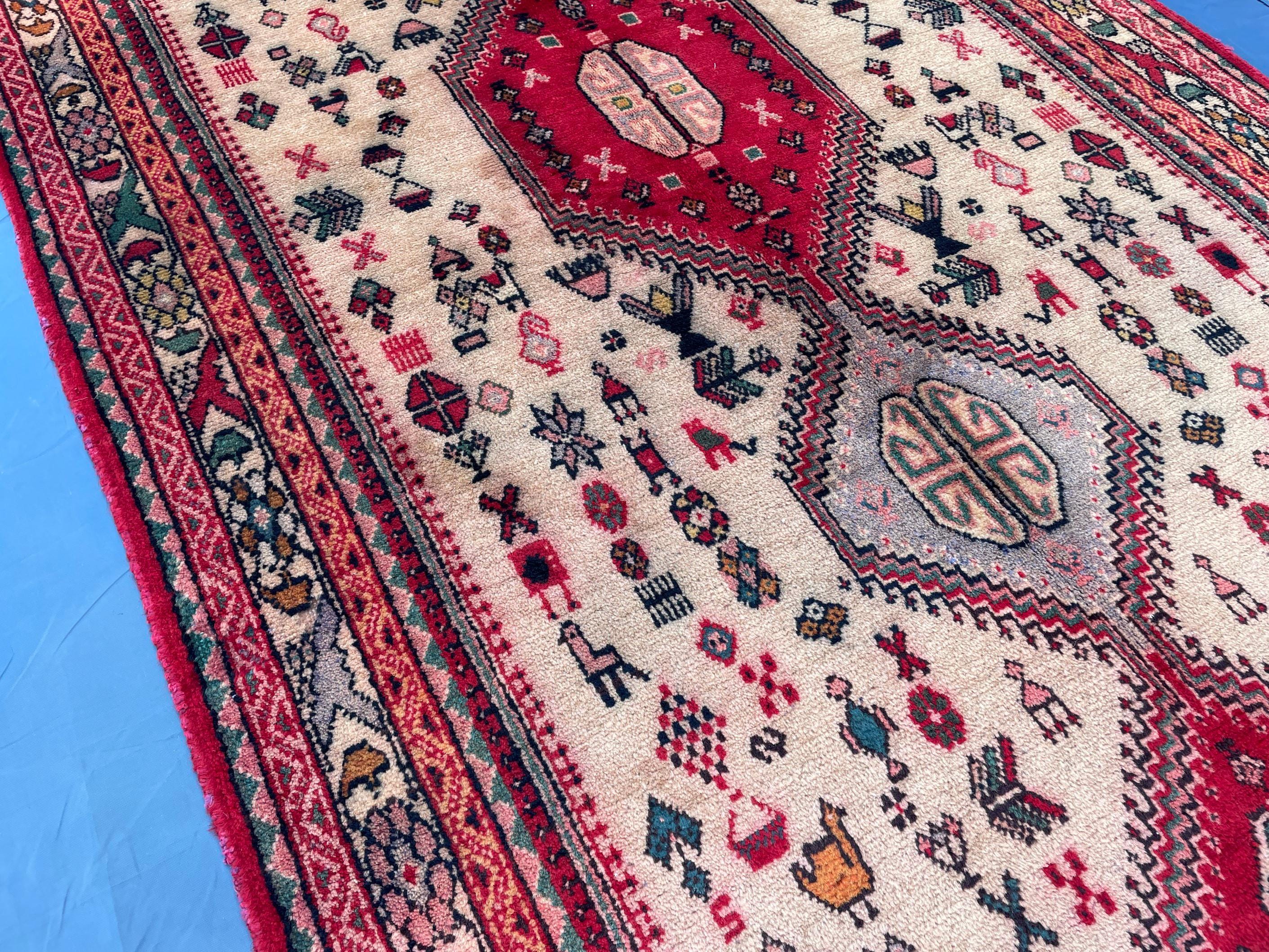 Antique 3.1x9.5 ft Handwoven Hallway Runner Rug, Boho Home Decor