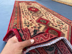Antique 3.1x9.5 ft Handwoven Hallway Runner Rug, Boho Home Decor