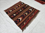 Antique Kilim Rug 5x6 Ft, Handwoven Wool Flatweave, Geometric Tribal Area Rug